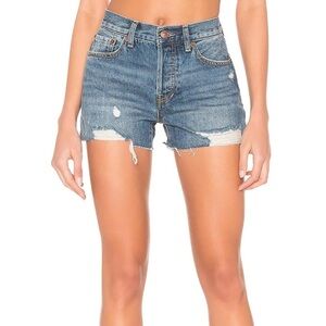 Free People We The Free Denim Distressed Jean Shorts, Size 27